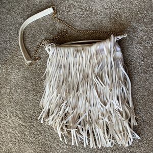 White fringe crossbody purse